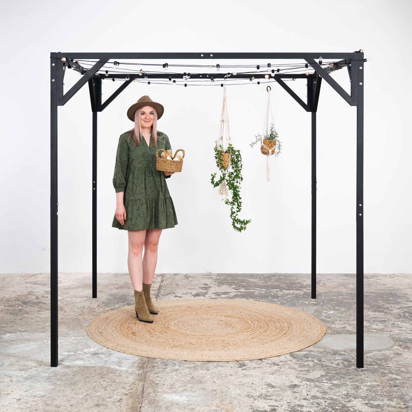 VENTE D'ÉCHANTILLONS | Auvent de gazebo en bois pliable pour salon commercial VH-02-BL, alternative à la tente, 6,5'x6,5'