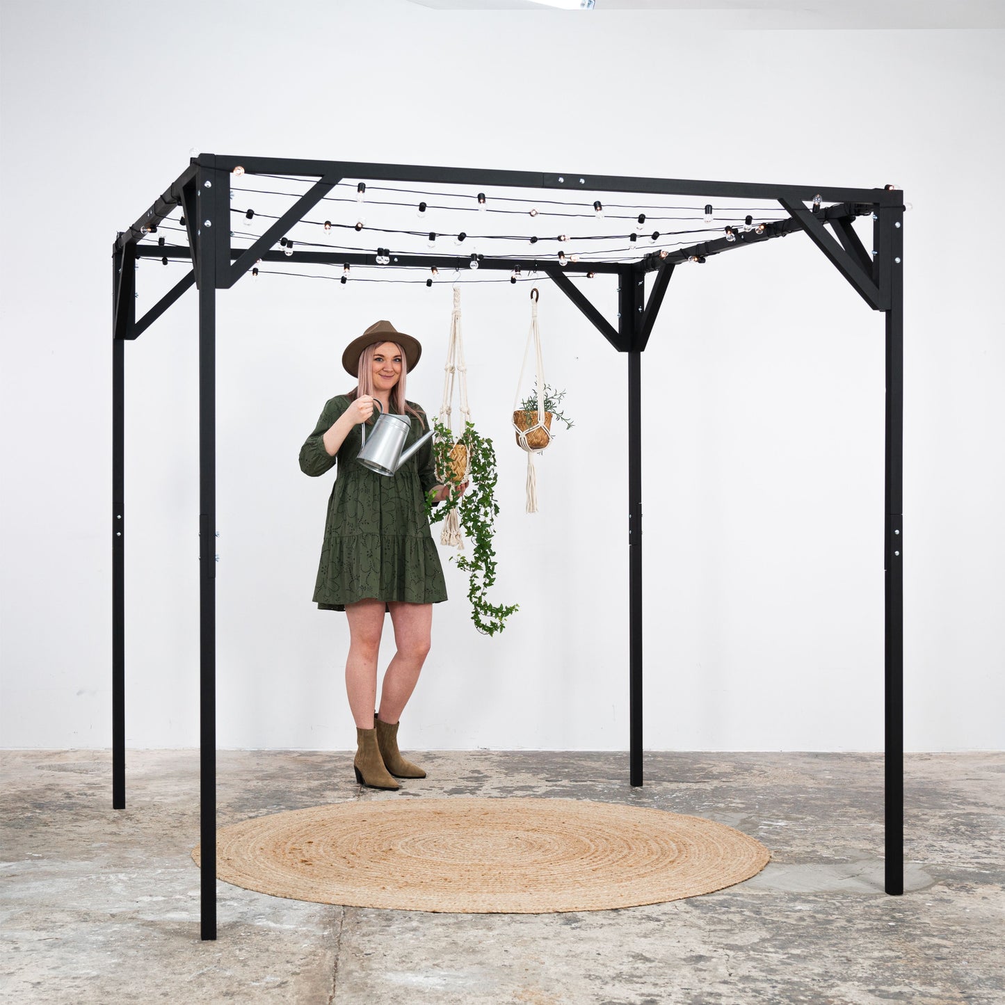 VENTE D'ÉCHANTILLONS | Auvent de gazebo en bois pliable pour salon commercial VH-02-BL, alternative à la tente, 6,5'x6,5'