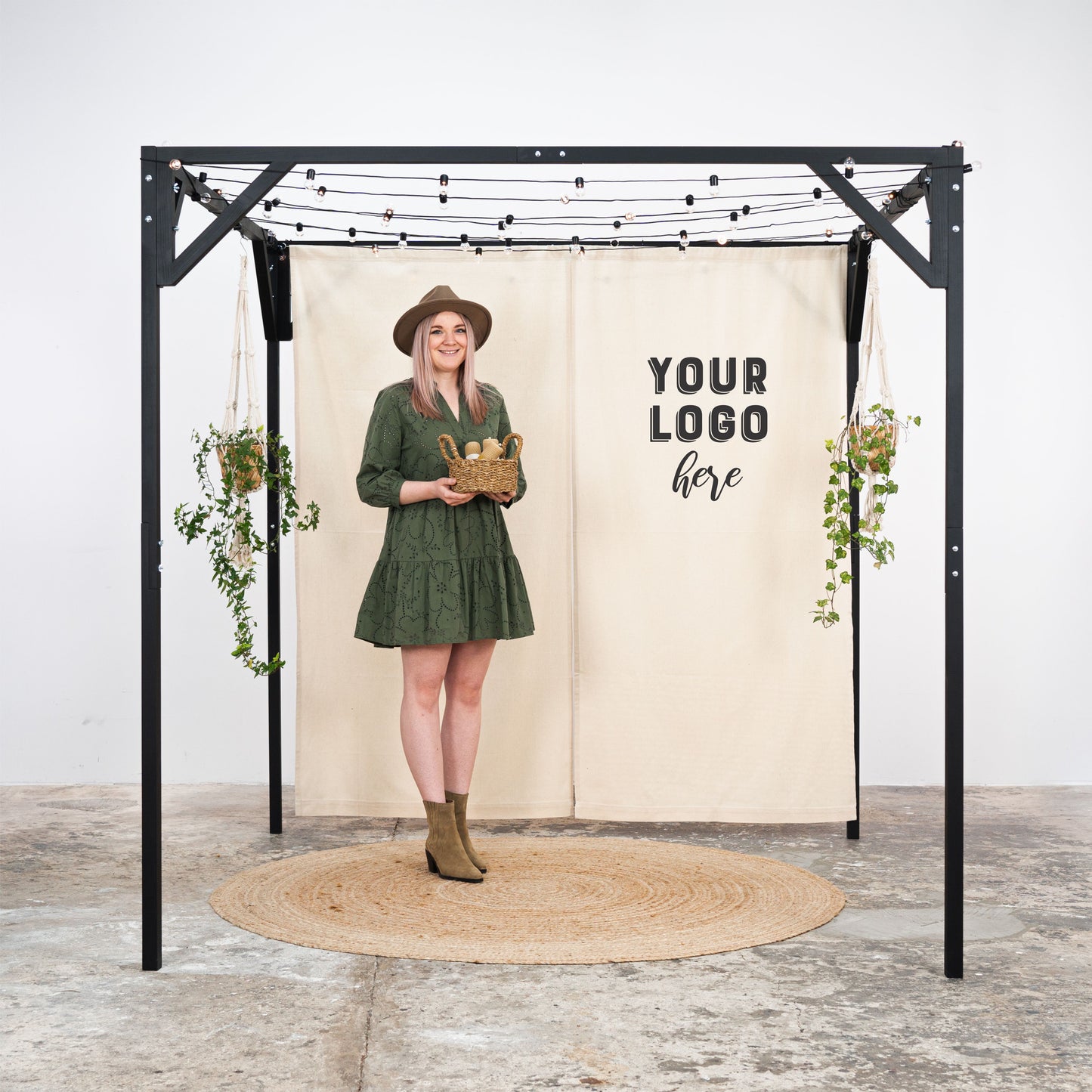 Trade show foldable wooden gazebo canopy VH-02, tent alternative, 6.5'x6.5'