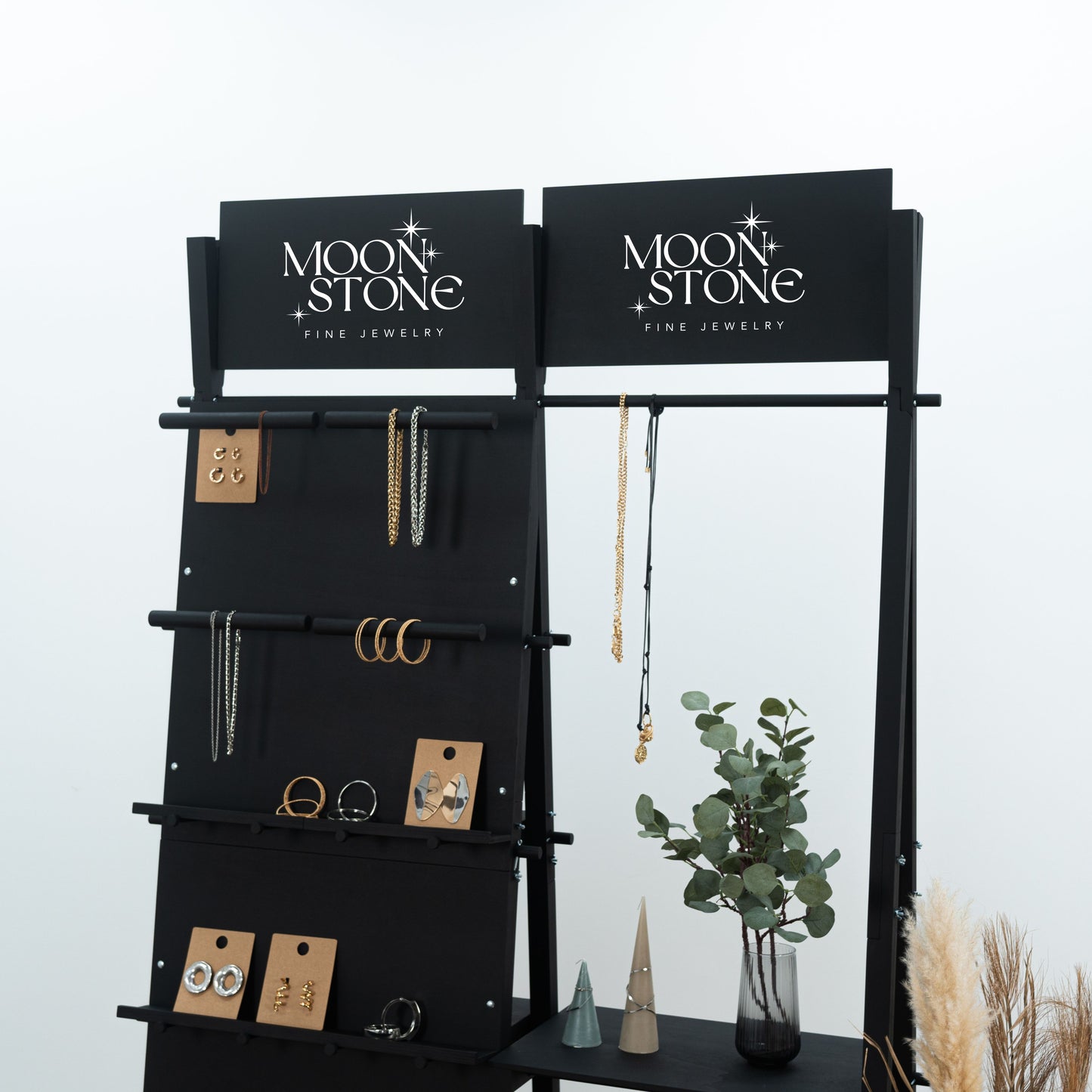 Unité double portative VPR-01-BL | étagère panneau perforé et tringle à vêtements | boutique éphémère