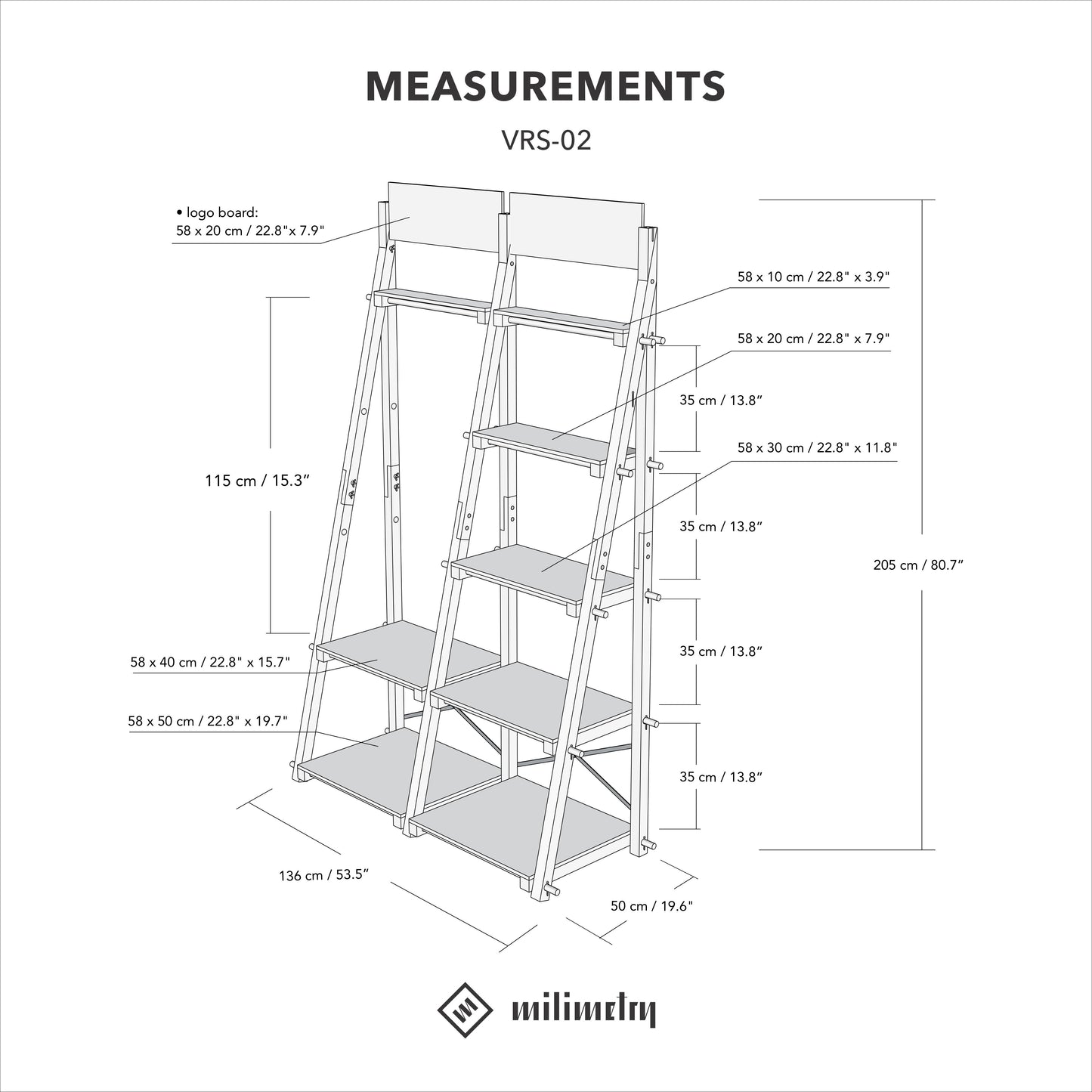Portable double shelving with vertical back VRS-02-NT | natural color