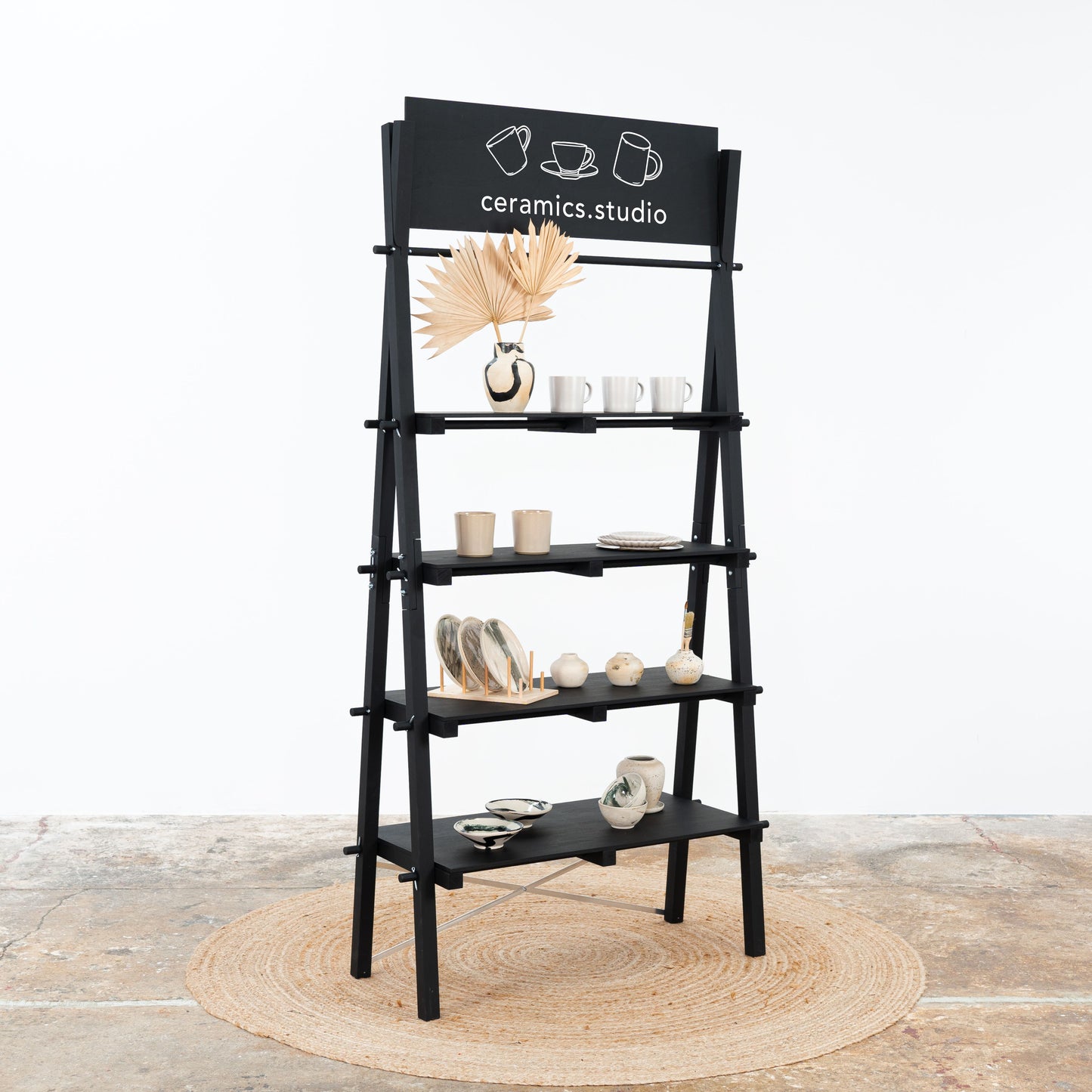 Portable shelving unit VS-03-BL for shops and market fairs | collapsible display