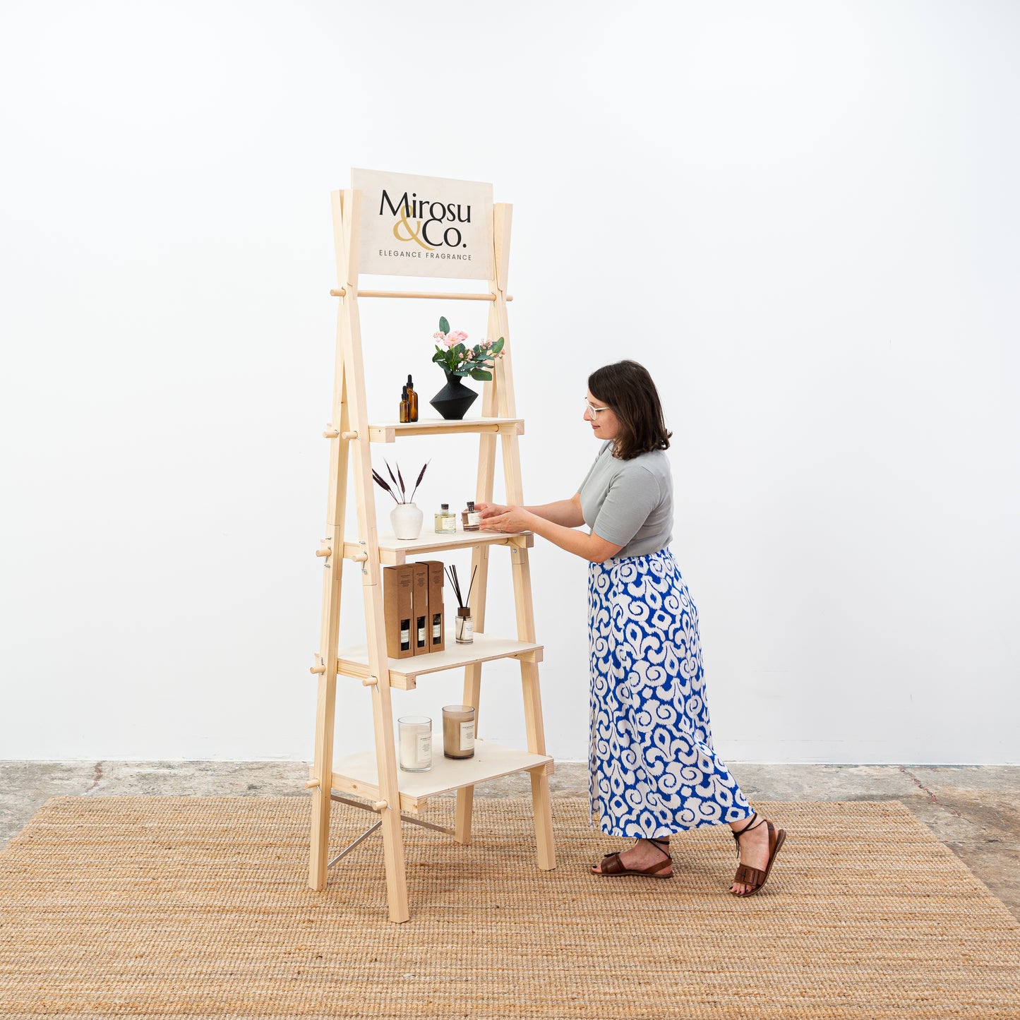 Lightweight modular shelving for design fairs and craft events