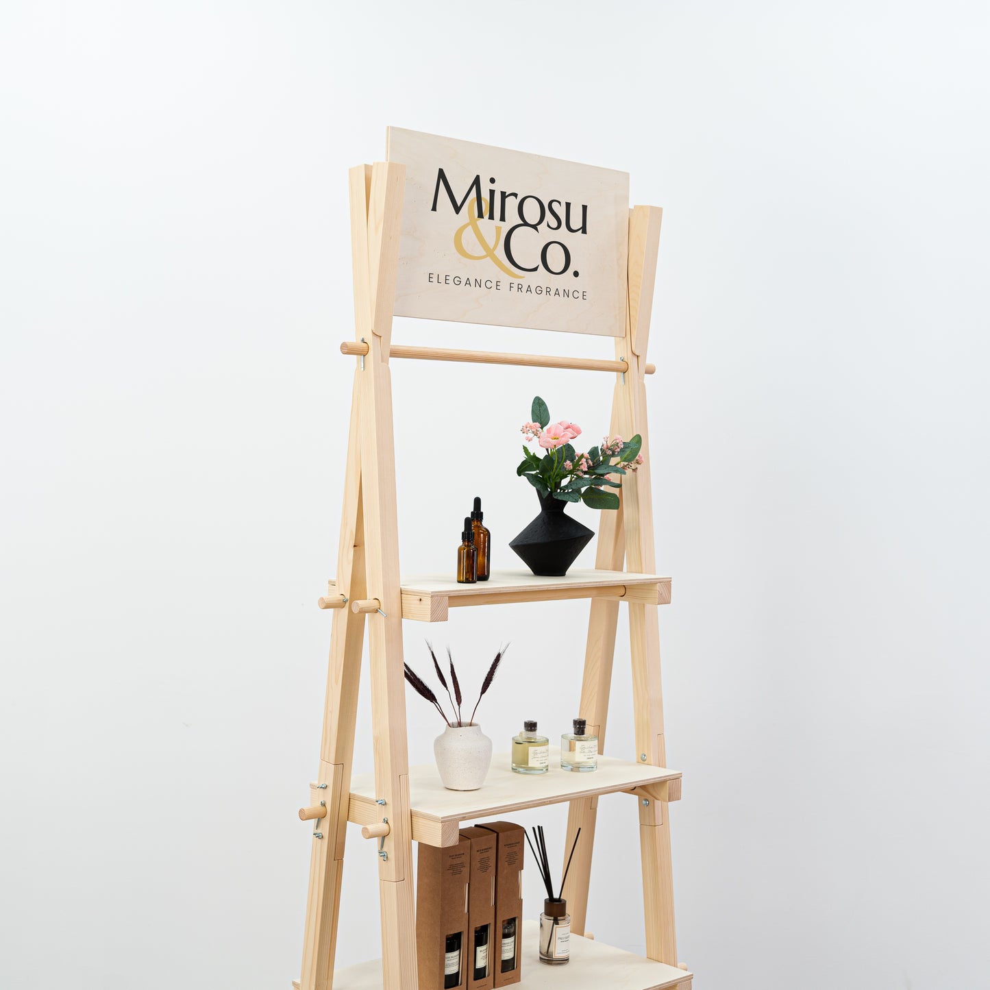 Vertical freestanding shelf for handmade and boutique retail displays