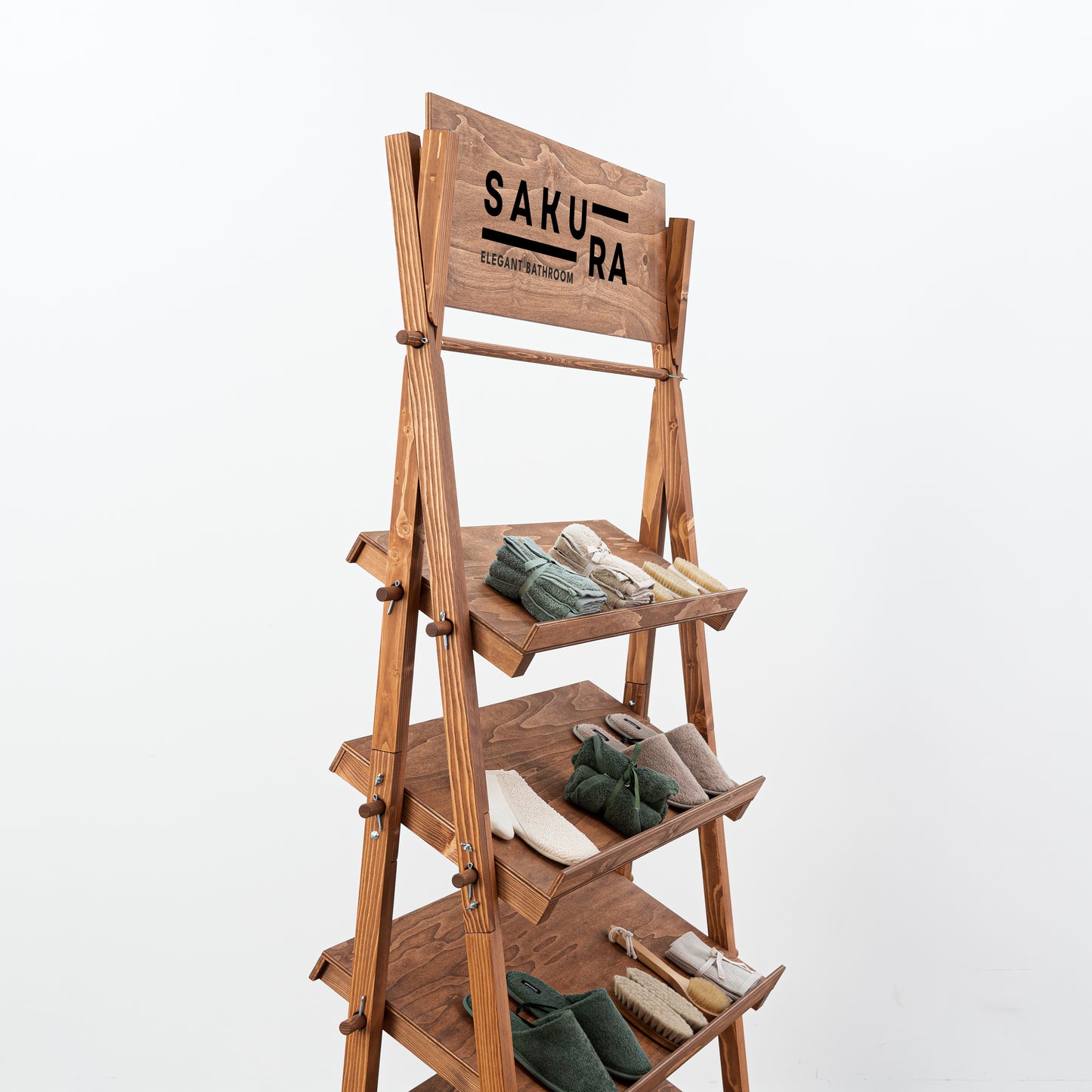 Lightweight and modular shelving system with angled shelves