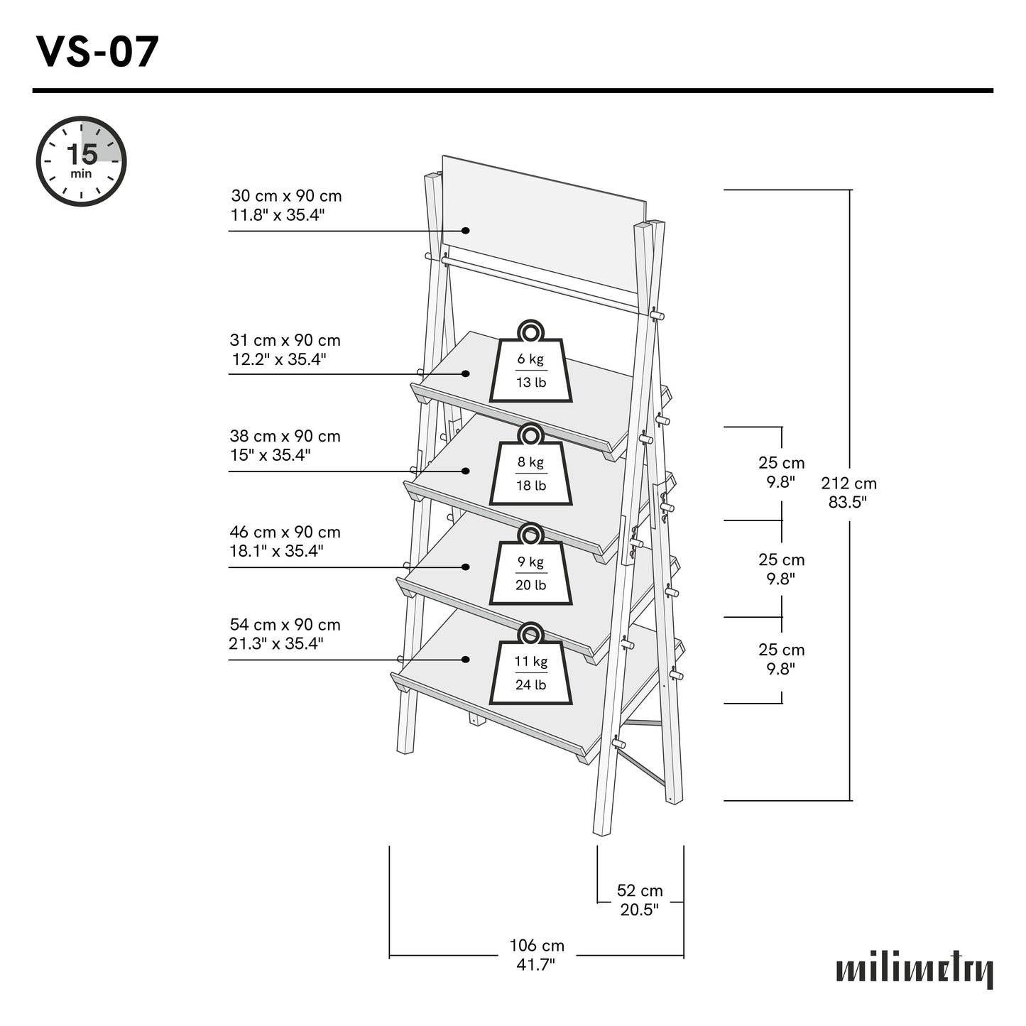 Slanted Shelf Display Unit VS-07-CF | coffee color