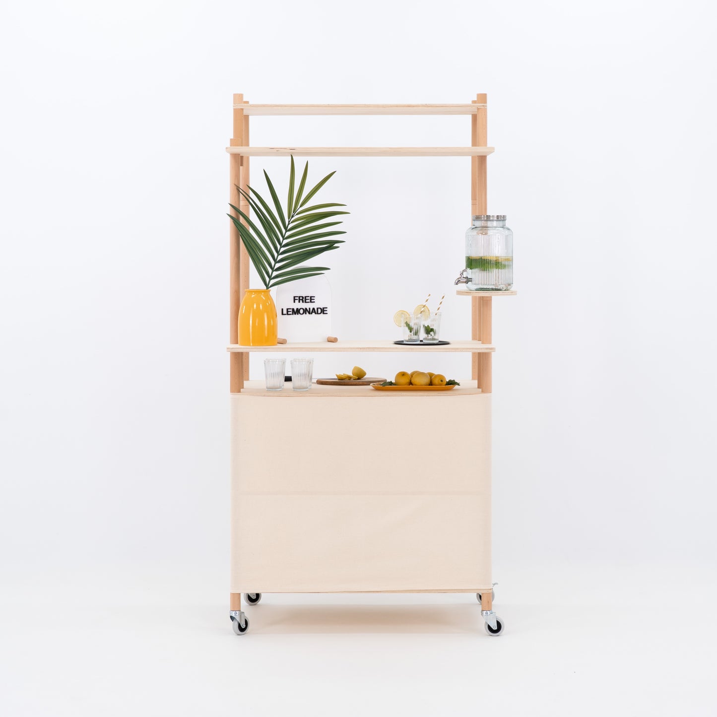 Event cart with countertop and canopy for branding