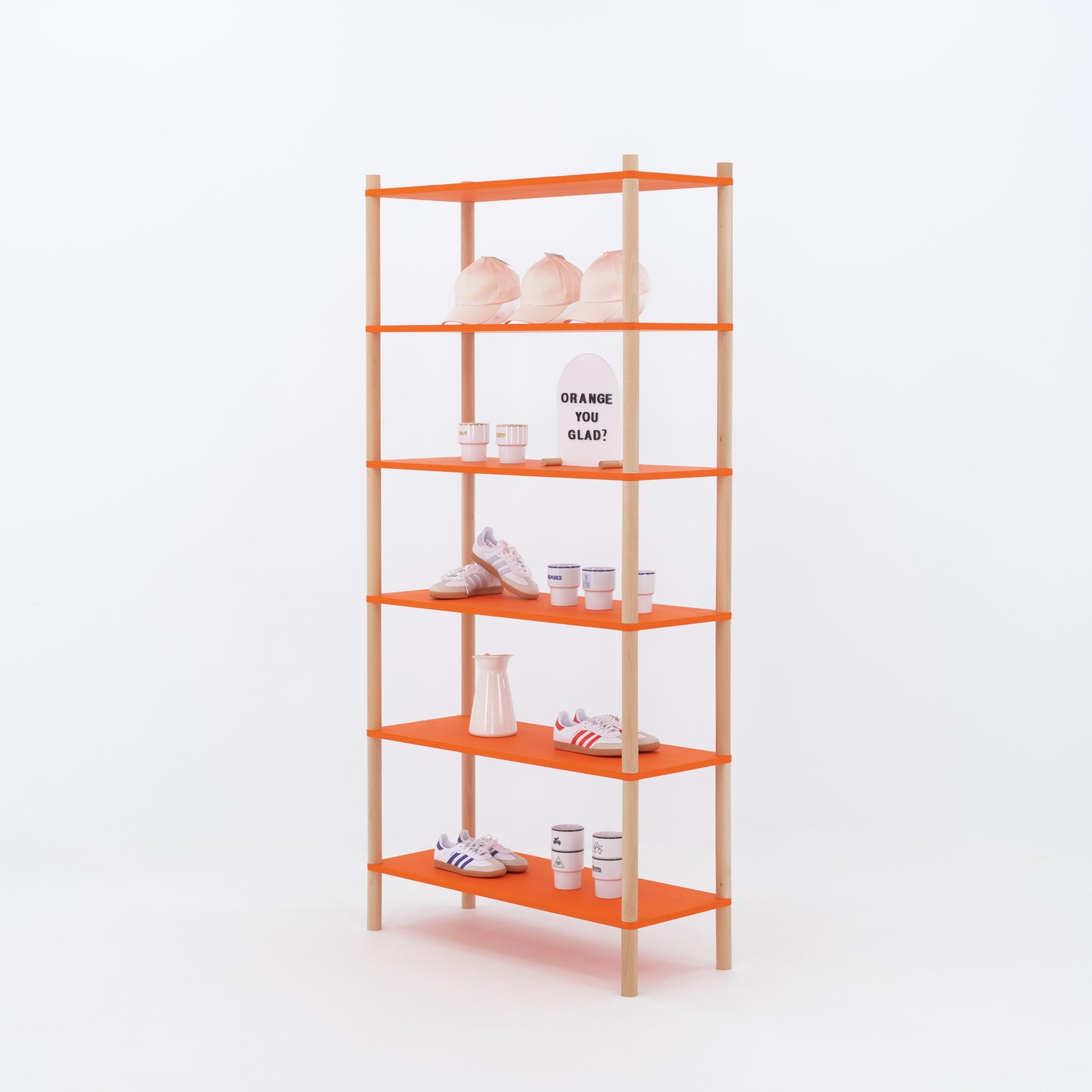 Modular shelving unit for product display in custom finish