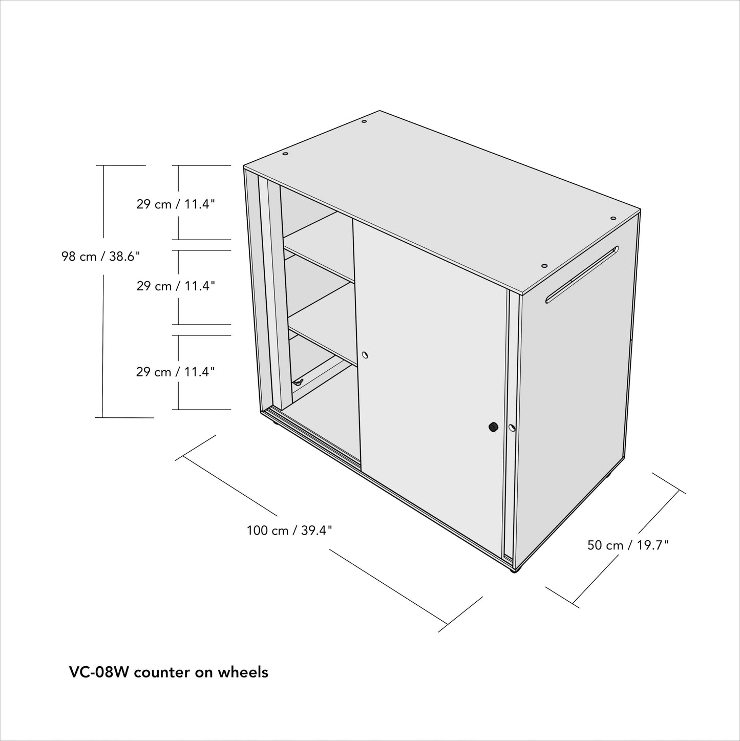 Checkout counter VC-08-W-BL portable, collapsible display counter with storage