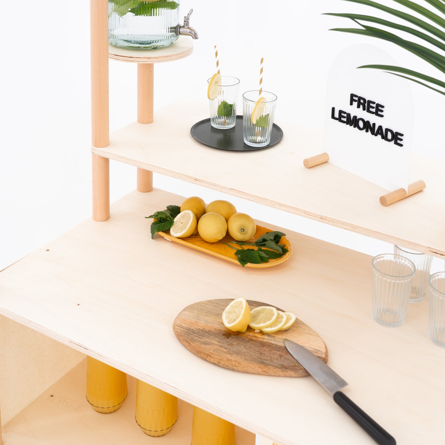 Compact wooden vendor cart for street markets
