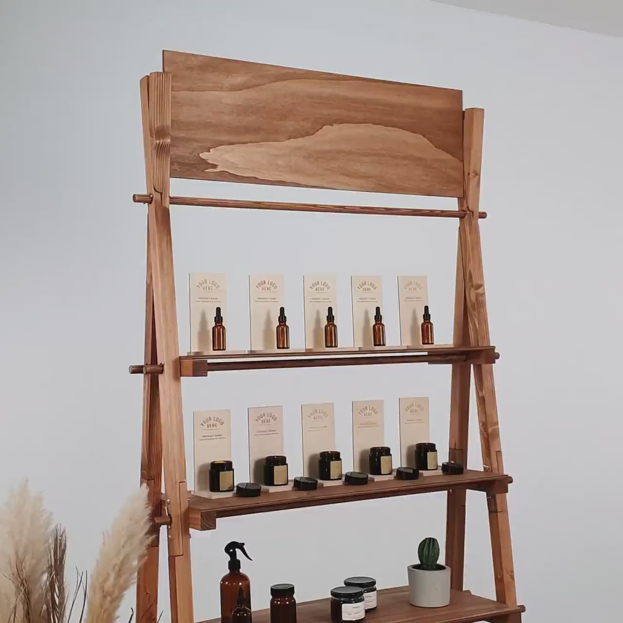 custom-sized wooden product holders with branding options