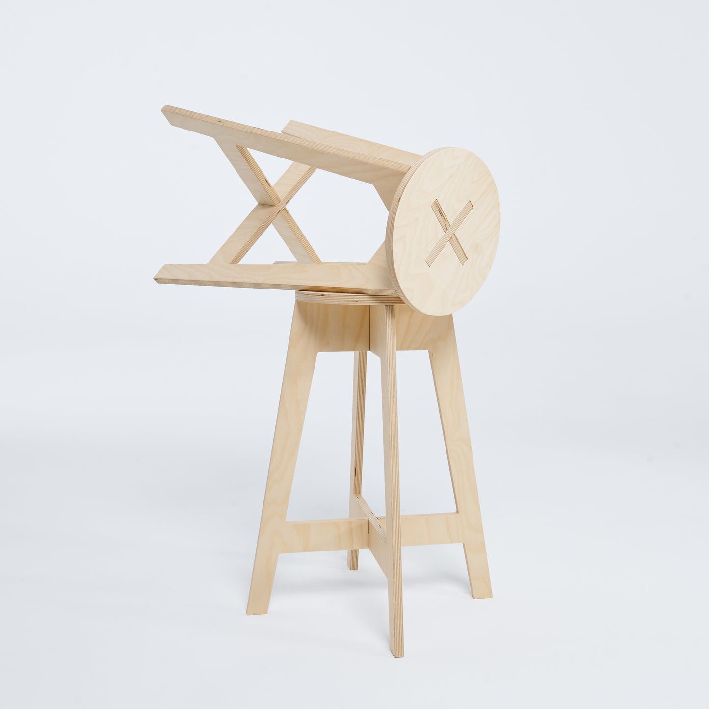 Foldable wooden bar stool in natural finish – 63 cm height
