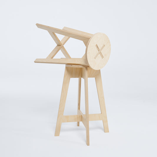 Foldable wooden bar stool in natural finish – 63 cm height