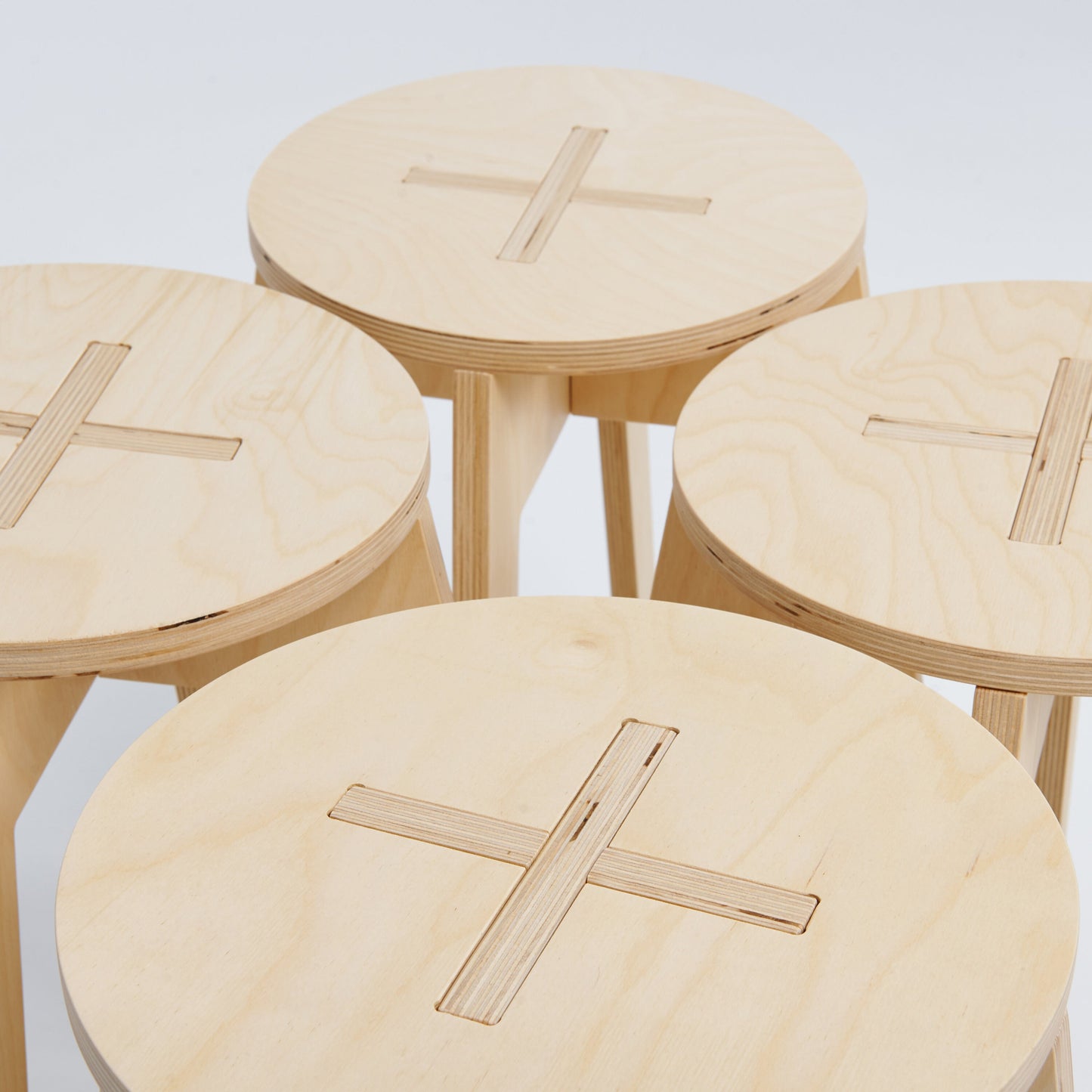 Natural bar stool paired with Milimetry retail display system