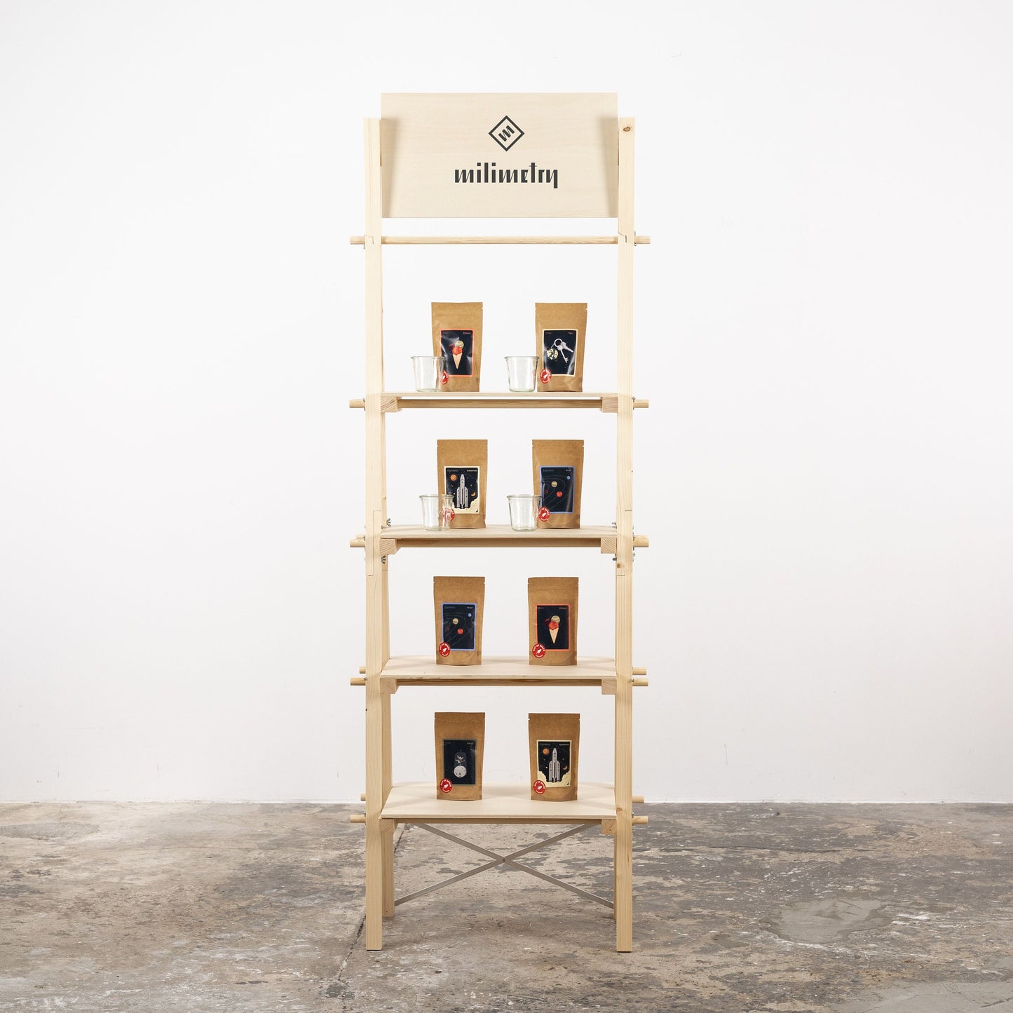Collapsible retail shelving unit VS-04, custom logo retail stand, vendor stand | Milimetry