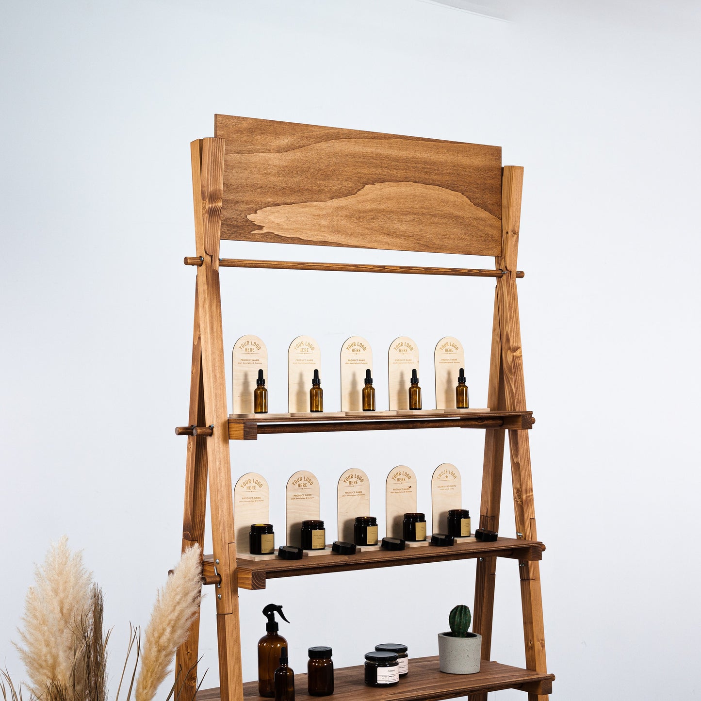compact custom engraved stand for boutique product presentation