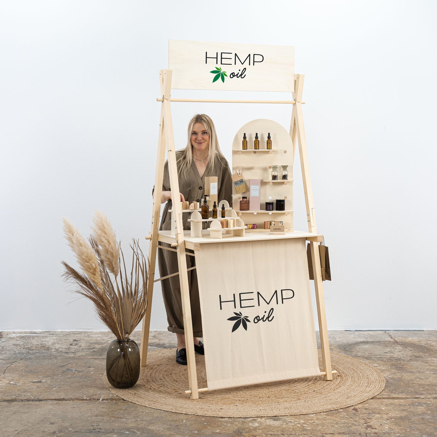 Vendor display stand VC-01-NT with front panel and sun canopy options