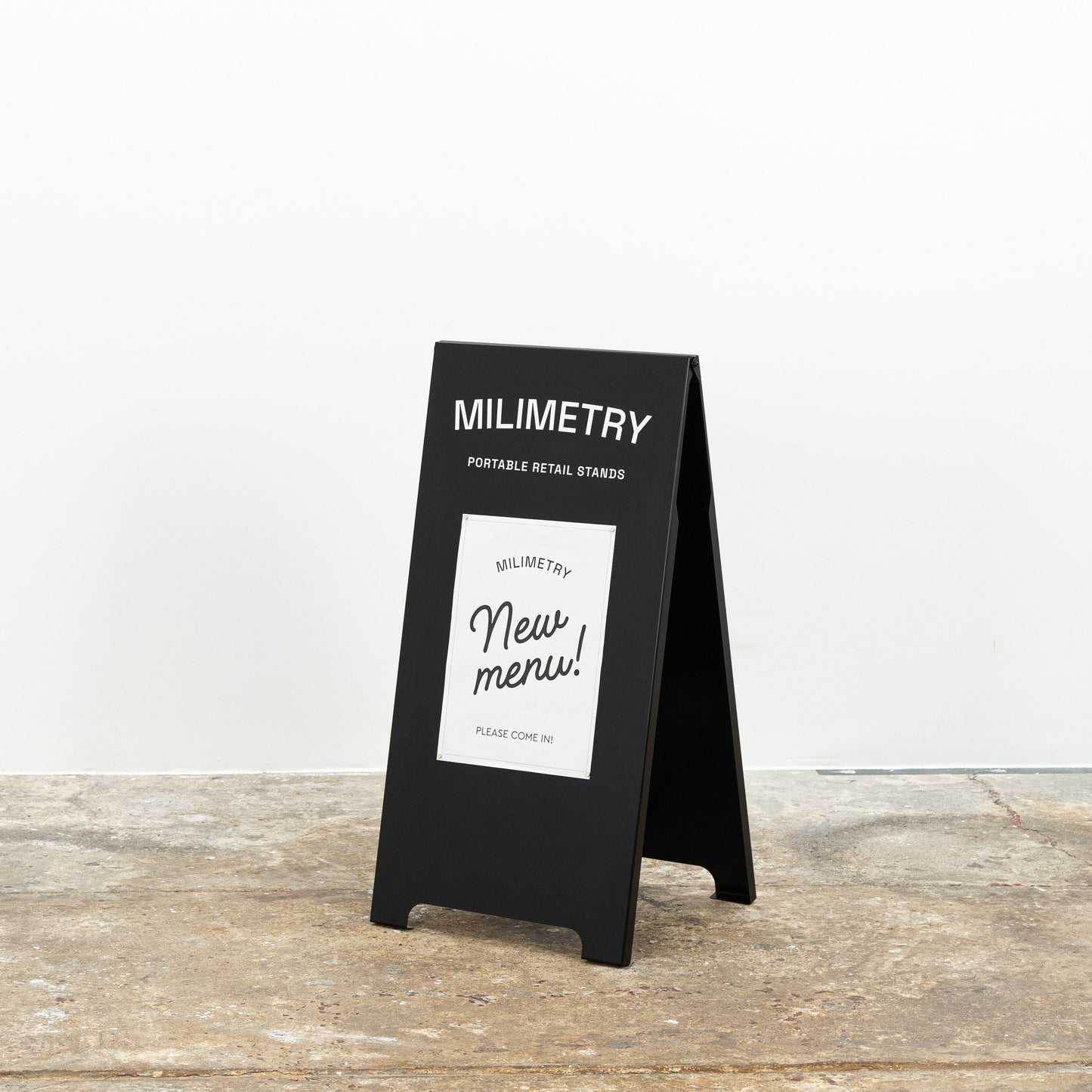 Outdoor personalized advertising board, metal a-frame, for restaurants, shops, events