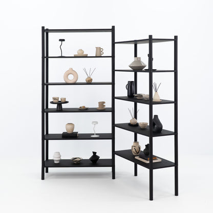 Double Shelving Unit BS-02-B-BL | black color