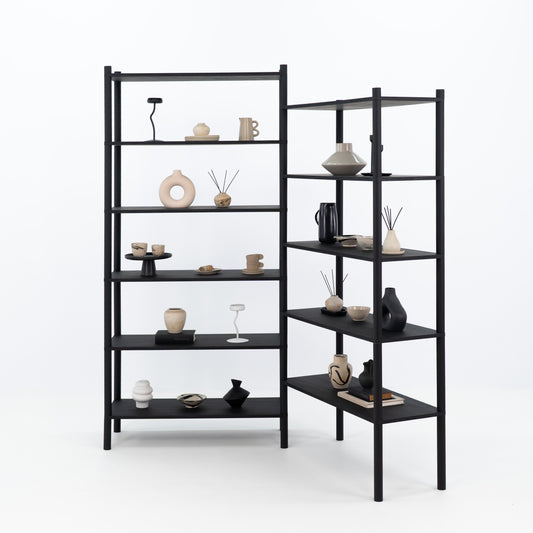 Double shelving unit BS-02-B-BL | black color