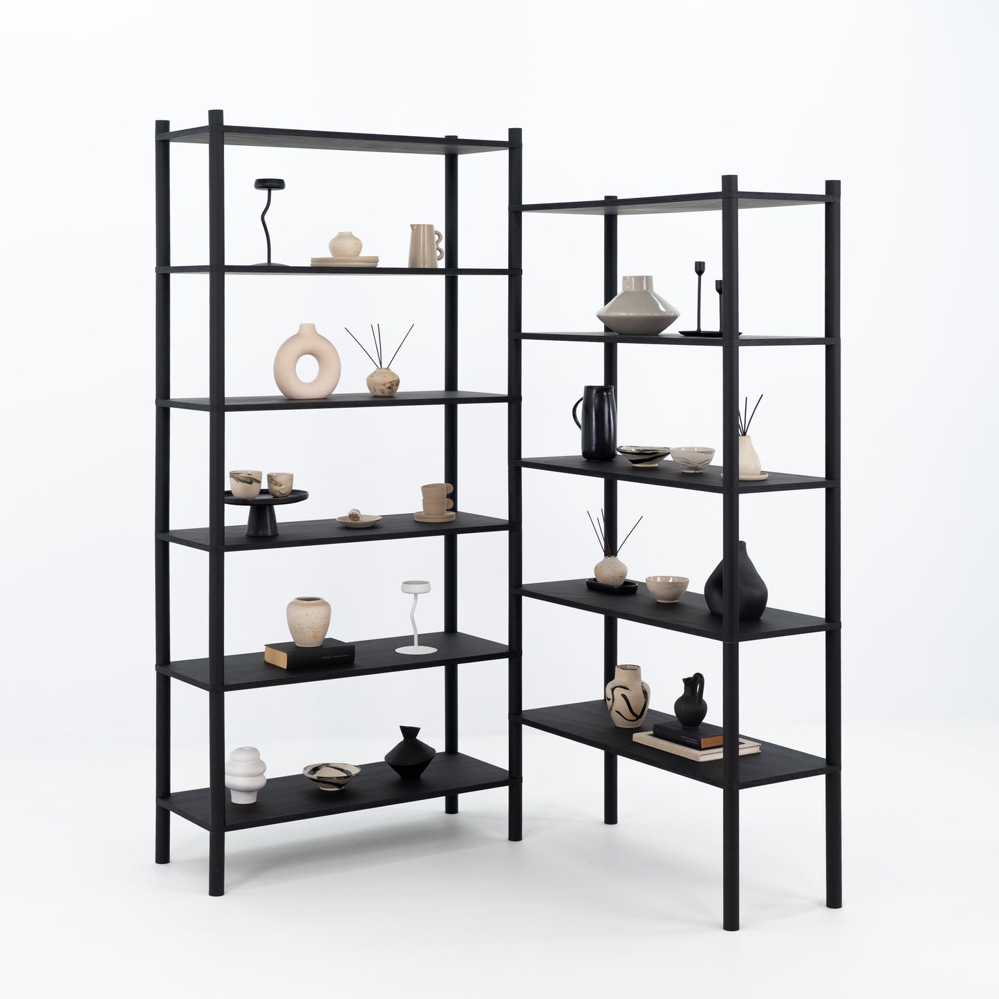 Double shelving unit BS-02-B-BL | black color