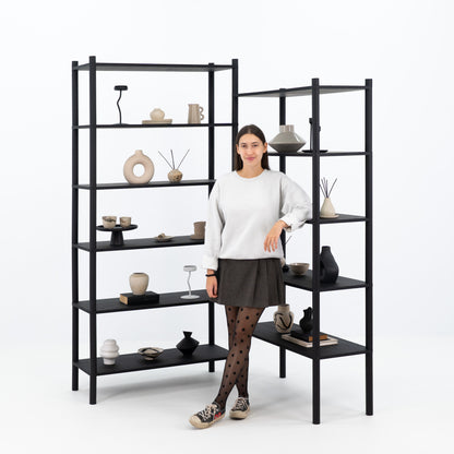 Double Shelving Unit BS-02-B-BL | black color