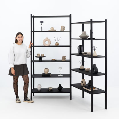 Double Shelving Unit BS-02-B-BL | black color