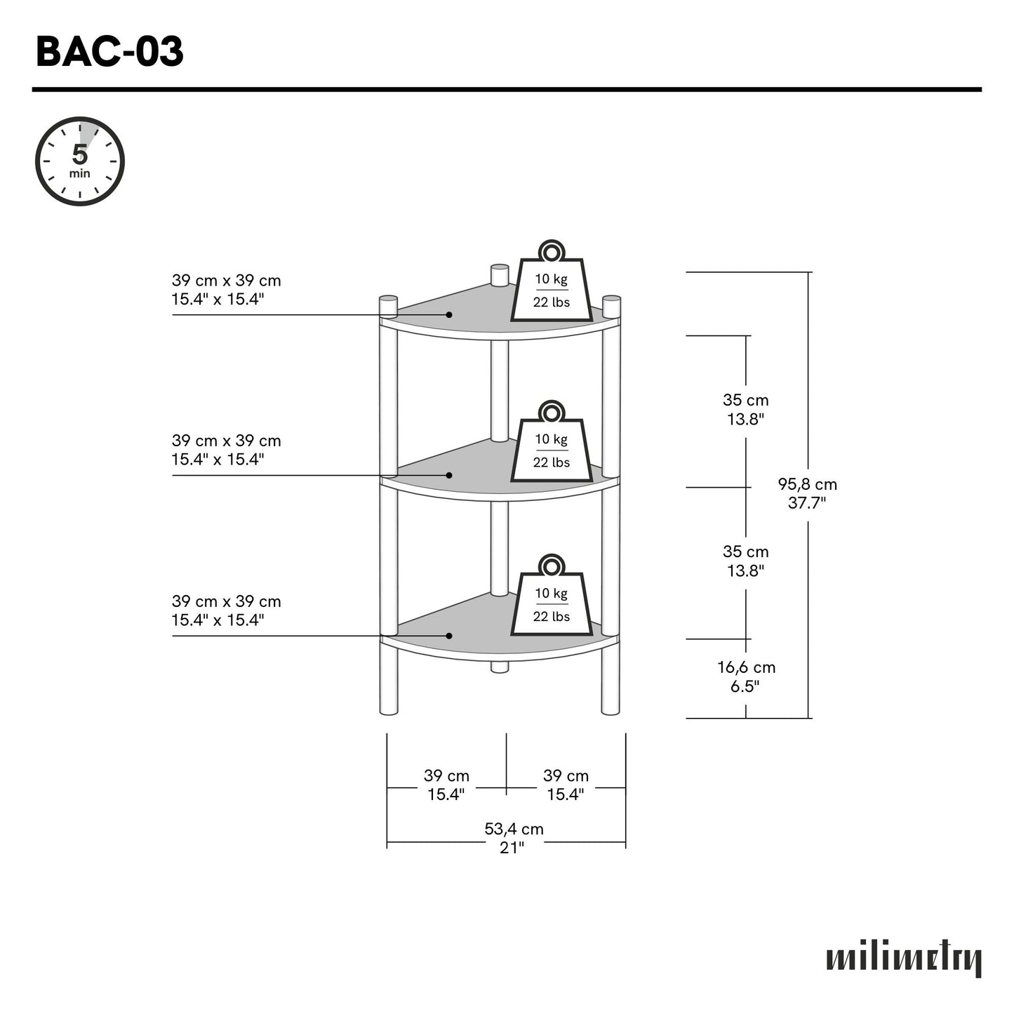 Corner Display Shelving Unit BAC-01-NT | natural color