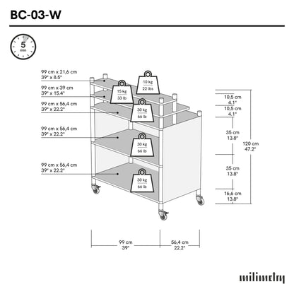 Mobilna lada targowa z półkami do ekspozycji wielopoziomowej BC-03-W-NT | kolor naturalny
