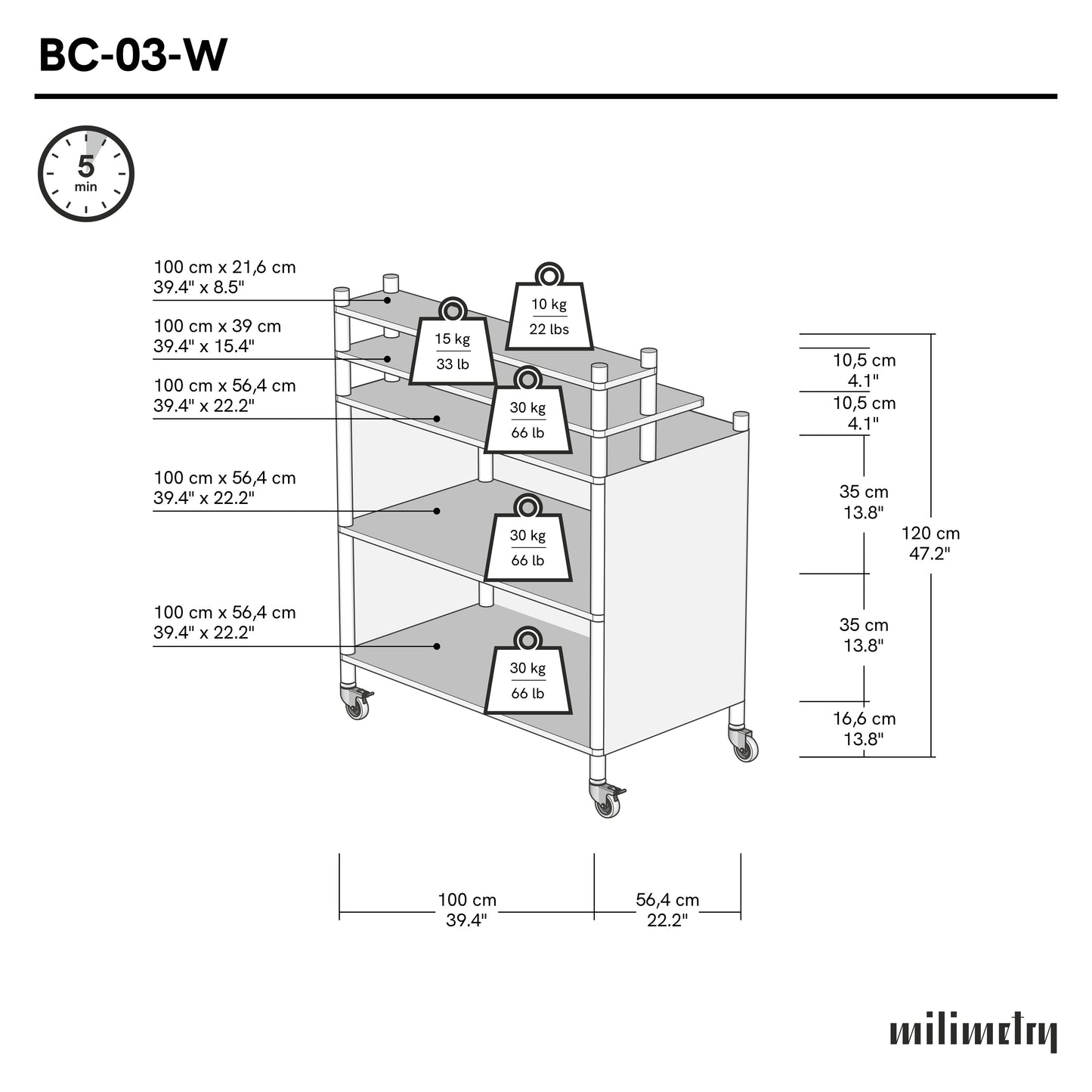 OUTLET | Mobiler Kassenständer mit Ständern BC-03-W-NT | natürliche Farbe
