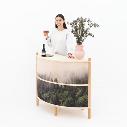 bambuk modular convex checkout counter with direct plywood printing
