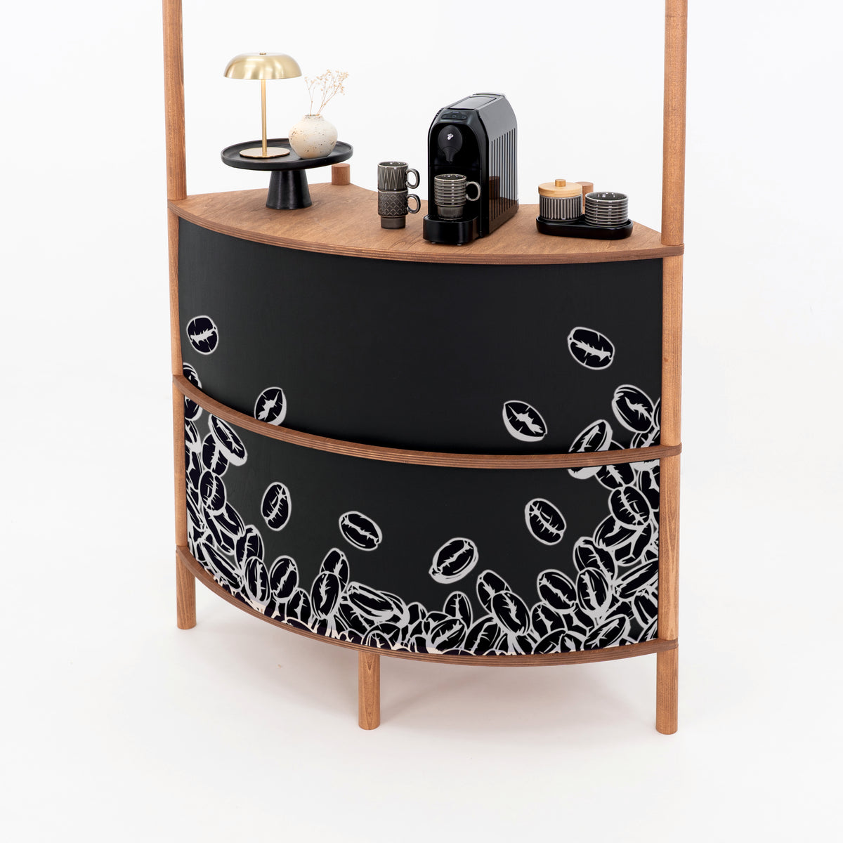 Support de service client en bois courbé BC-07-CF | café + couleur personnalisée