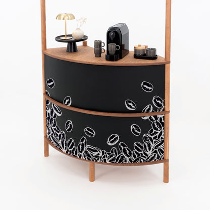 Curved Wooden Customer Service Stand BC-07-CF | coffee + custom color