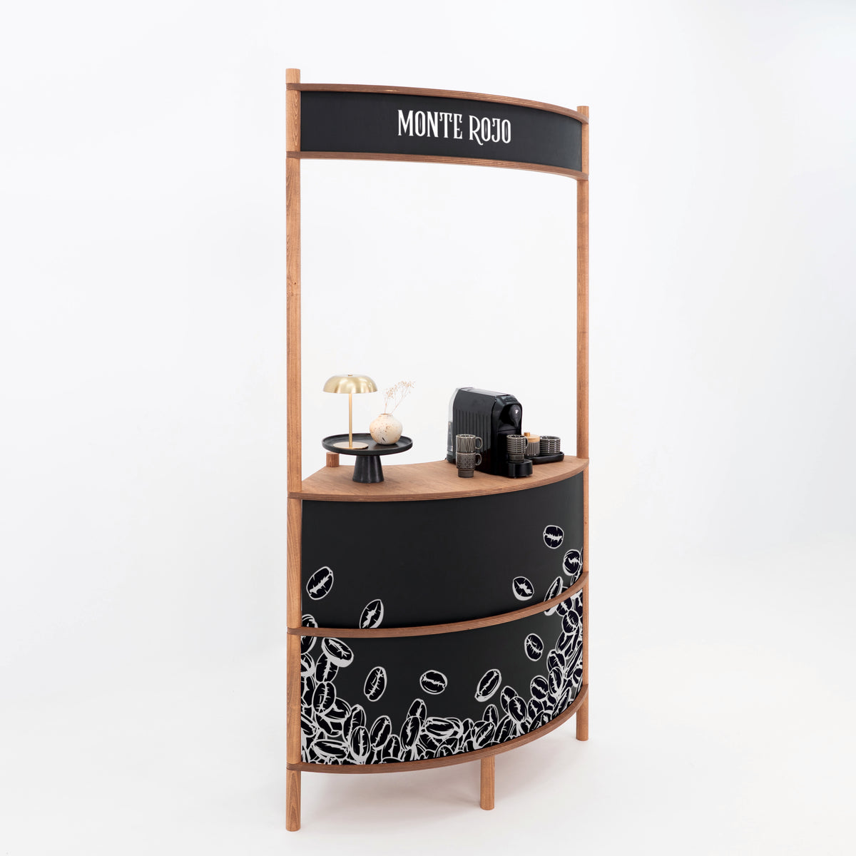 Support de service client en bois courbé BC-07-CF | café + couleur personnalisée