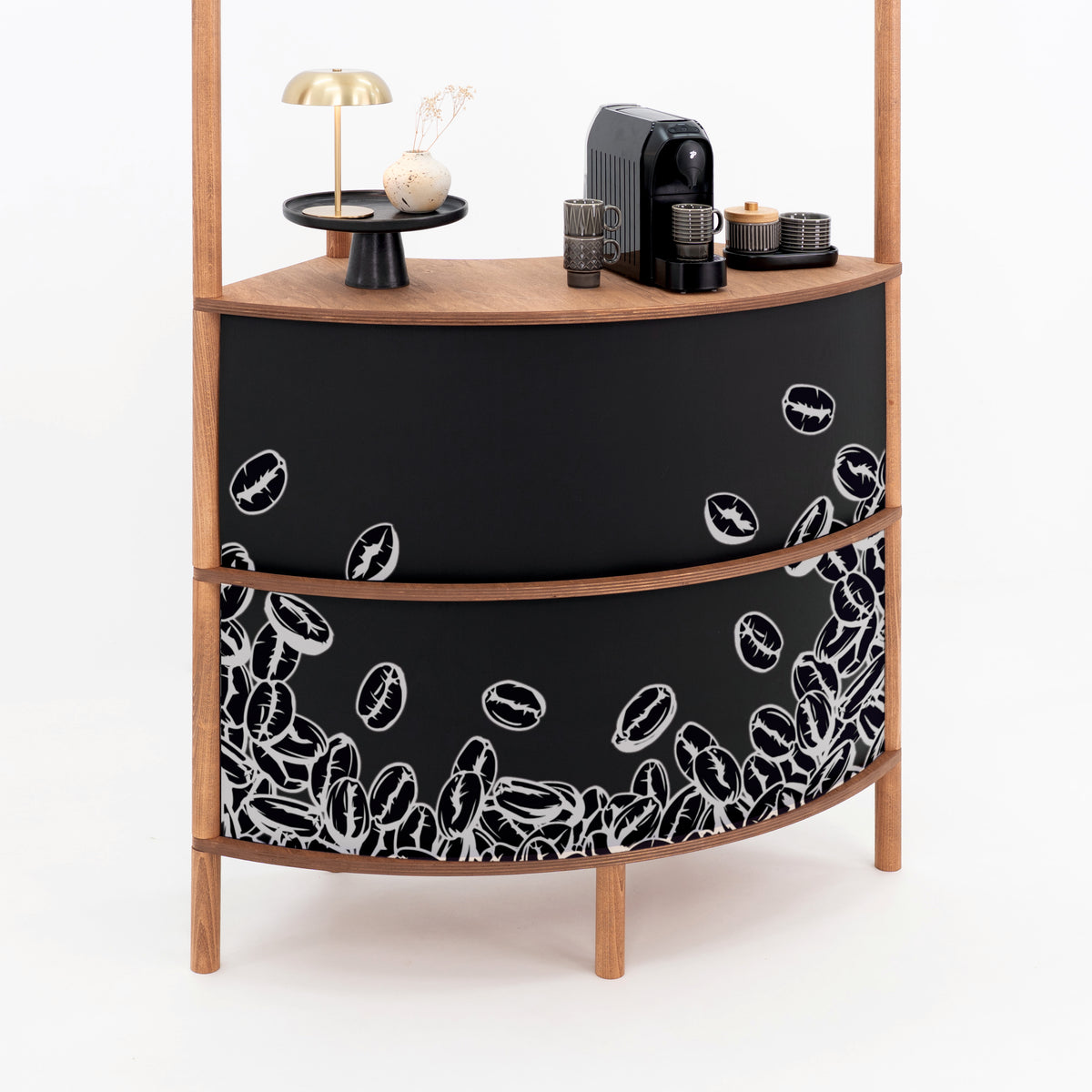 Support de service client en bois courbé BC-07-CF | café + couleur personnalisée