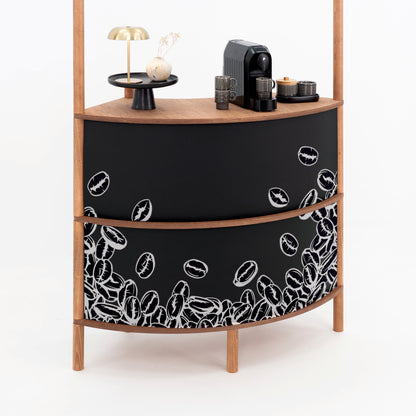 Curved Wooden Customer Service Stand BC-07-CF | coffee + custom color