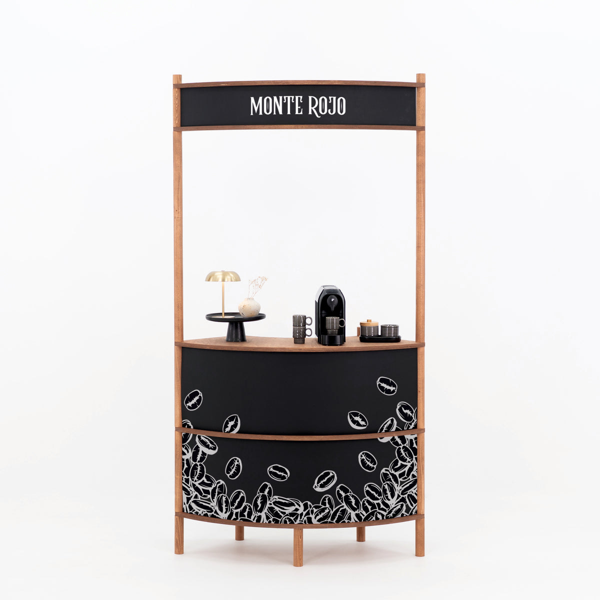 Support de service client en bois courbé BC-07-CF | café + couleur personnalisée