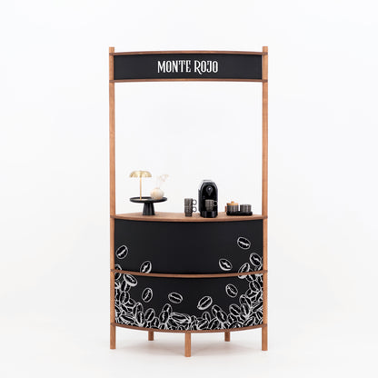 Curved Wooden Customer Service Stand BC-07-CF | coffee + custom color