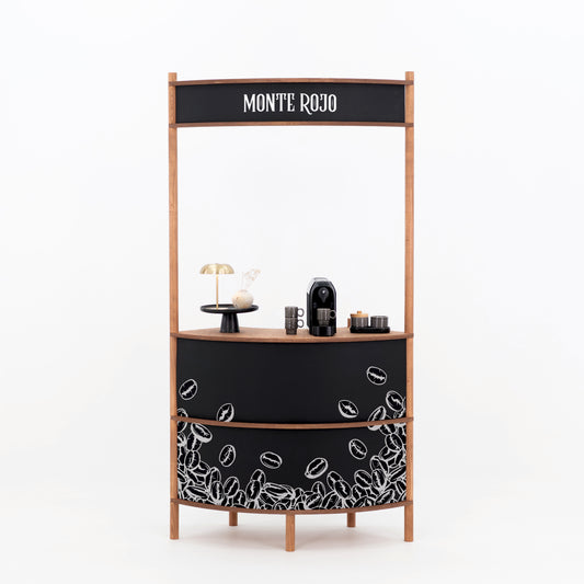 Support de service client en bois courbé BC-07-CF | café + couleur personnalisée