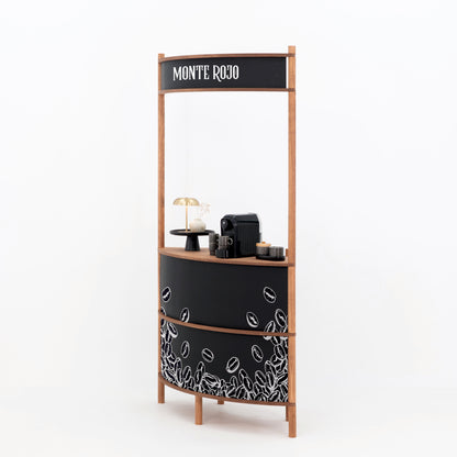 Curved Wooden Customer Service Stand BC-07-CF | coffee + custom color