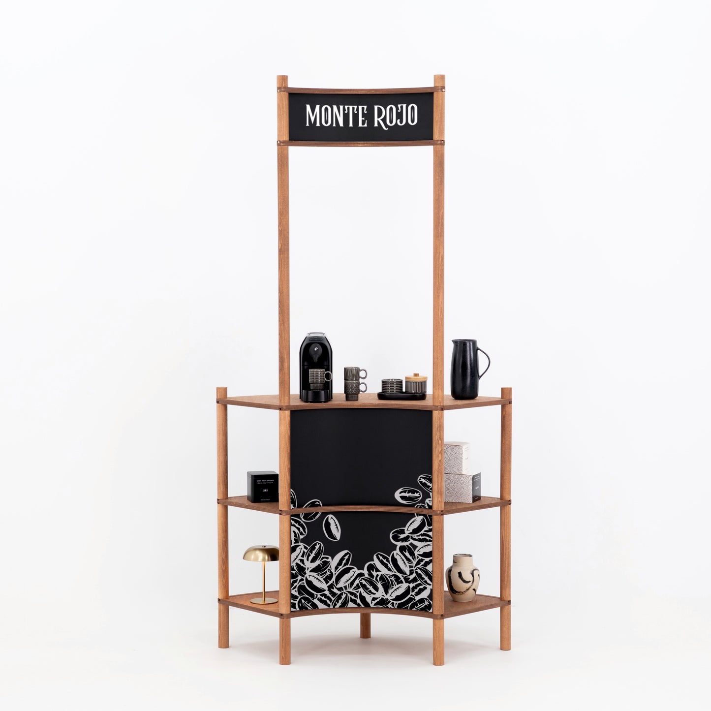 Support de service client en bois courbé BC-07-CF | café + couleur personnalisée