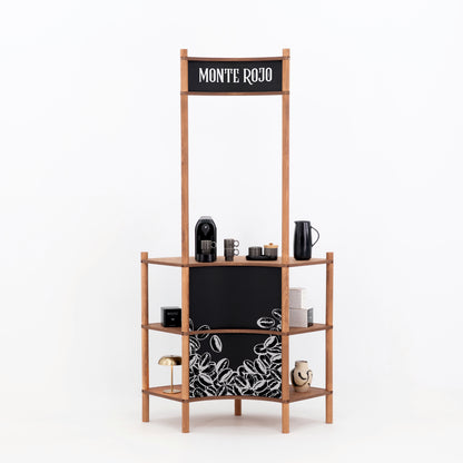 Curved Wooden Customer Service Stand BC-07-CF | coffee + custom color