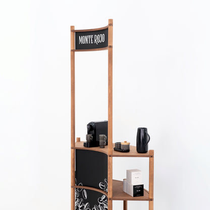 Curved Wooden Customer Service Stand BC-07-CF | coffee + custom color