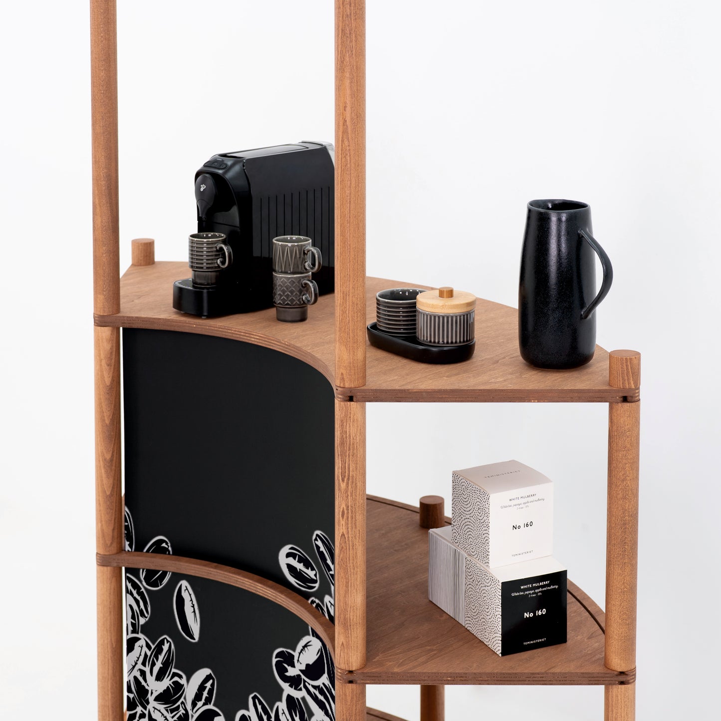 Support de service client en bois courbé BC-07-CF | café + couleur personnalisée