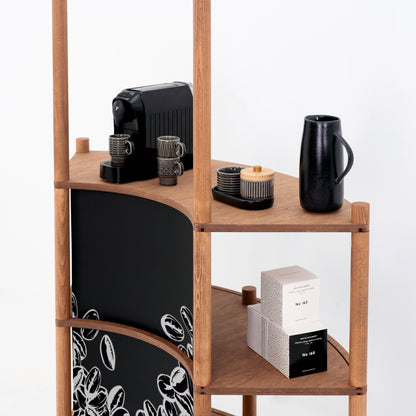 Curved Wooden Customer Service Stand BC-07-CF | coffee + custom color