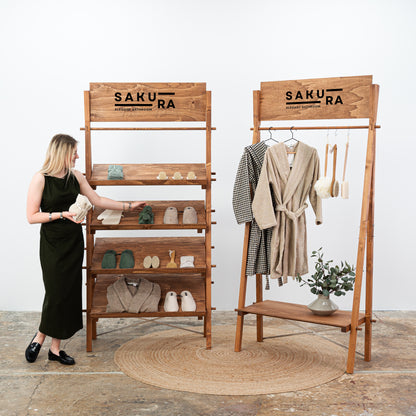 Eco-friendly plywood display set for artisan markets and craft fairs

