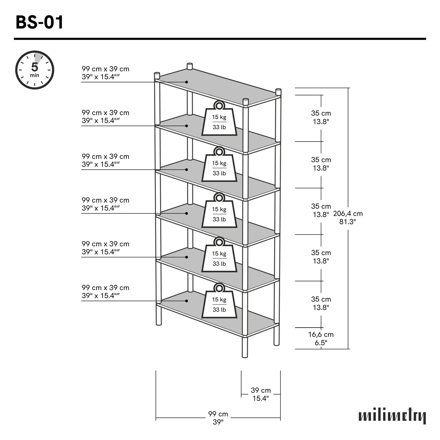 Modular Shelving Unit BS-01-ML | custom color