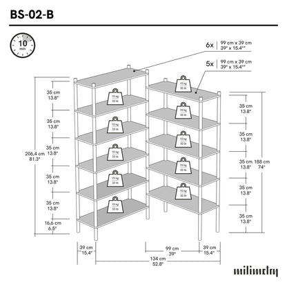 Podwójny regał narożny BS-02-B-ML | kolor RAL/NCS
