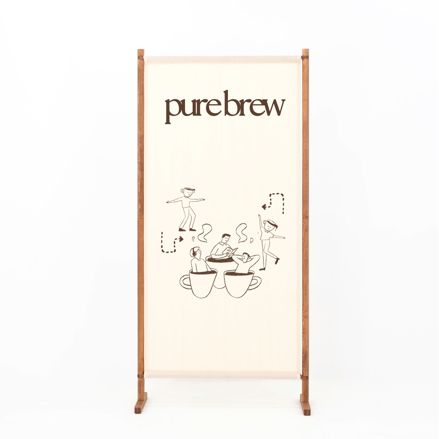 Natural fabric event wall for pop-up activations and tasting zones