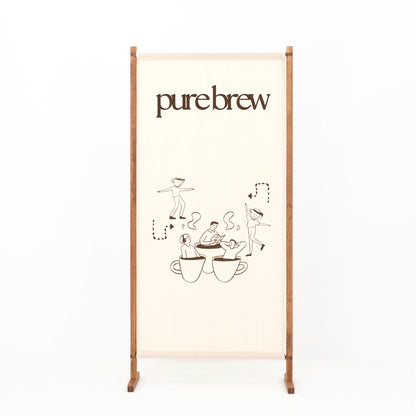 Natural fabric event wall for pop-up activations and tasting zones